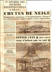 ORAN NEIGE FEVRIER 1954